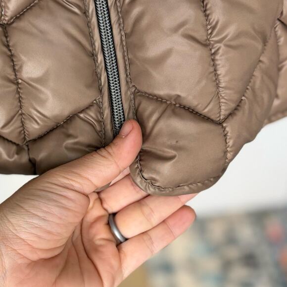 NWOT Kenneth Cole Women's size M Hooded Long Winter Bronze Puffer Jacket - Picture 5 of 13